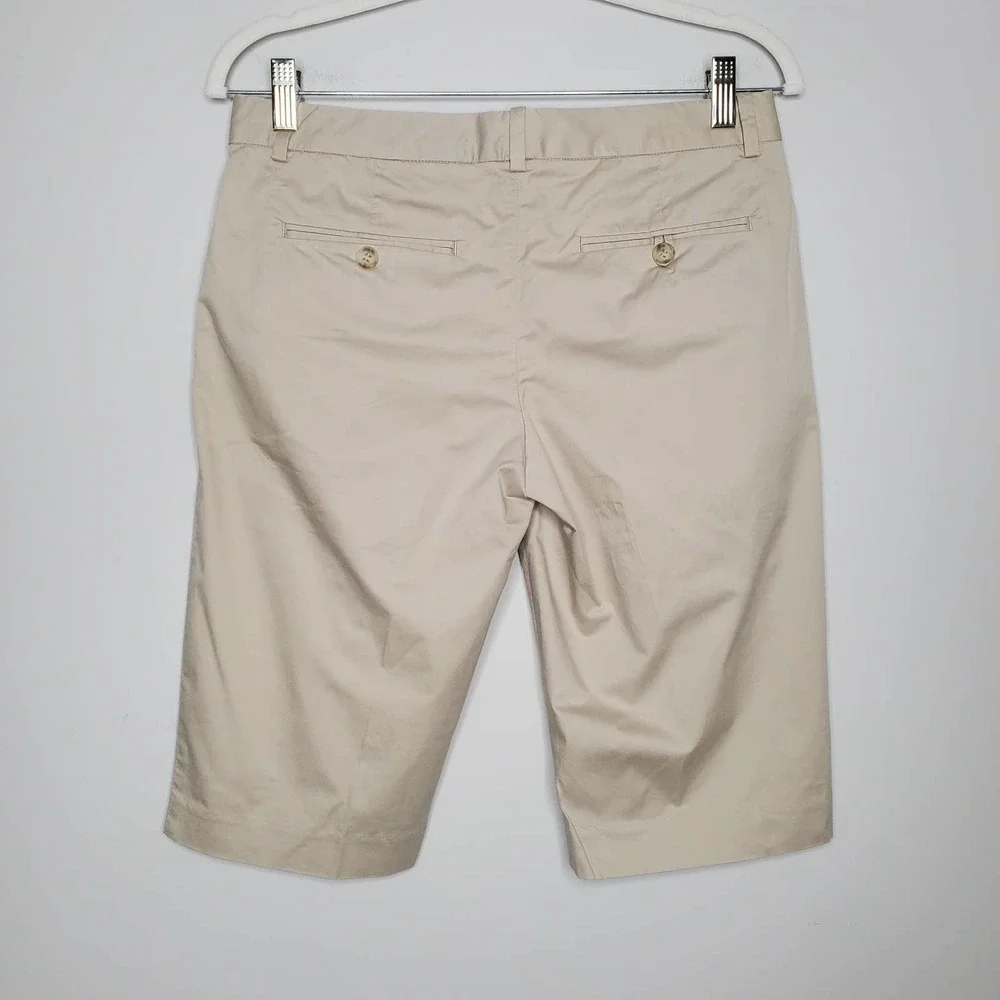 THEORY Cream Stone Tan Palmer Westside Bermuda Shorts Sz 4 - Picture 5 of 7